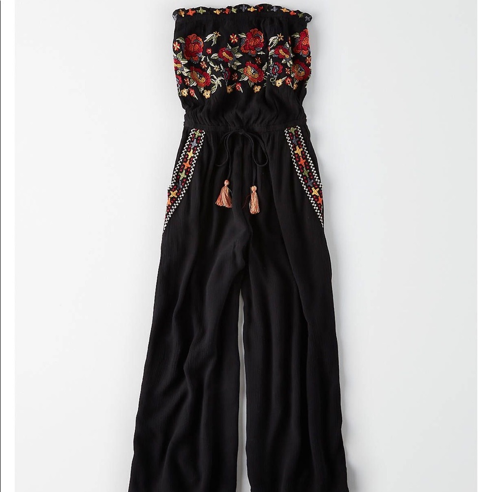 AE Floral Embroidered Tube Jumpsuit